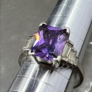 925 Sterling Silver Purple CZ Ring